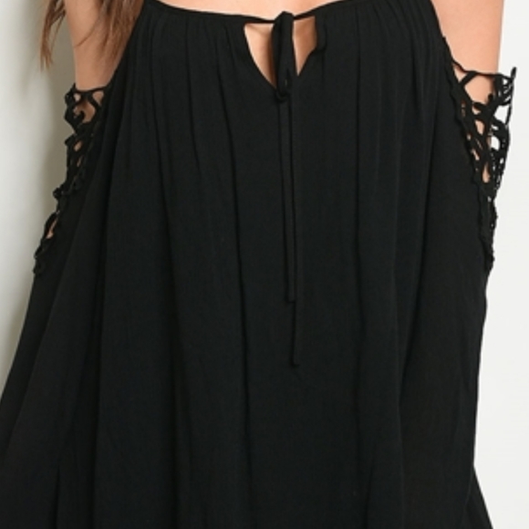 Boho Cold shoulder bell embroidered sleeve dress - Picture 7 of 7
